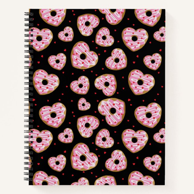 Cuaderno Patrón de cookie de corazón rosado (Anverso)