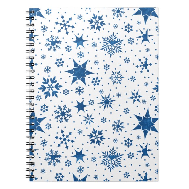 Cuaderno Patrón de Copo de Nieve Azul (Frente)