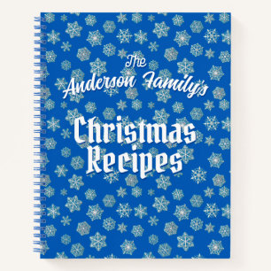 Cuaderno Patrón de copo de nieve azul de receta personaliza