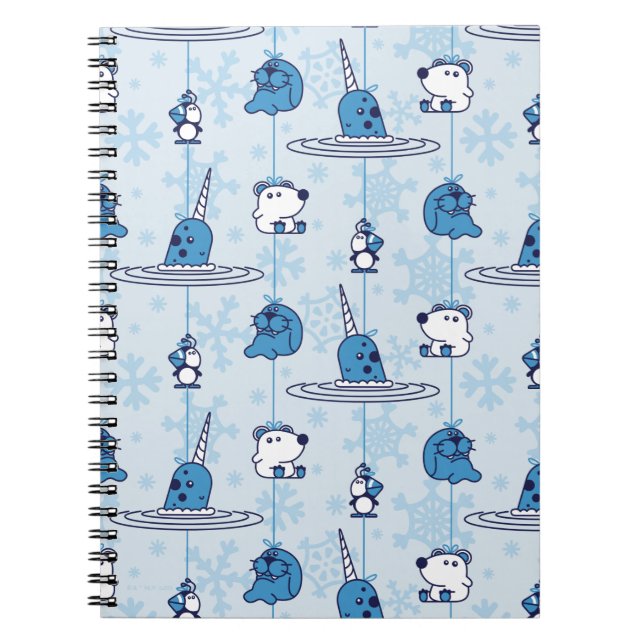 Cuaderno Patrón de copos de nieve azul de Narwhal (Frente)
