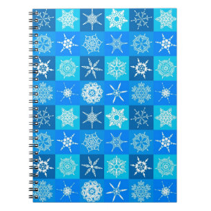 Cuaderno Patrón de copos de nieve azules
