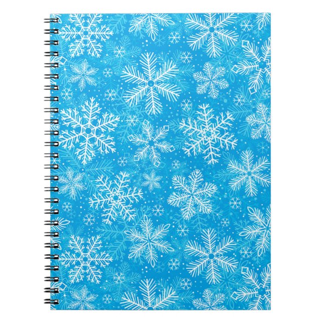 Cuaderno Patrón de copos de nieve blancos (Frente)