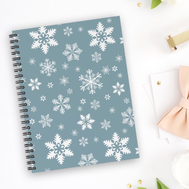 Cuaderno Patrón de copos de nieve, copos de nieve blancos,  (Subido por el creador)
