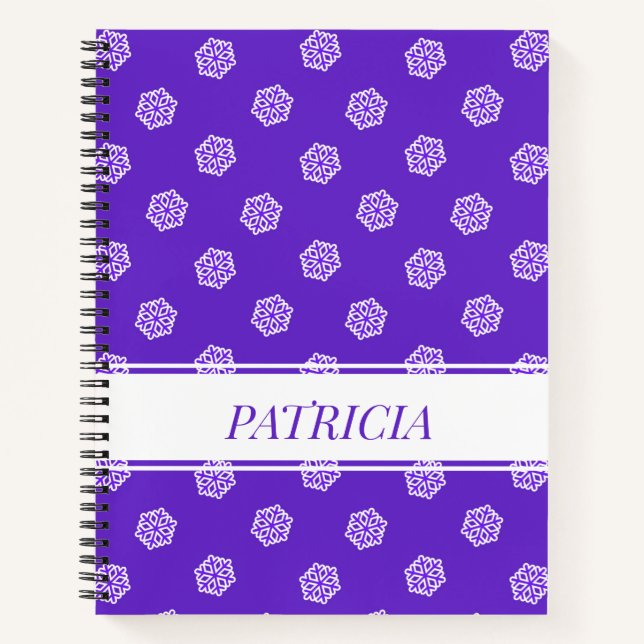 Cuaderno Patrón de copos de nieve en azul (Anverso)