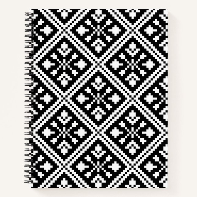 Cuaderno Patrón de copos de nieve para Navidades blancos y  (Anverso)