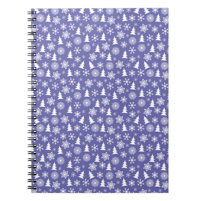 Cuaderno Patrón de copos de nieve y pinos (Frente)