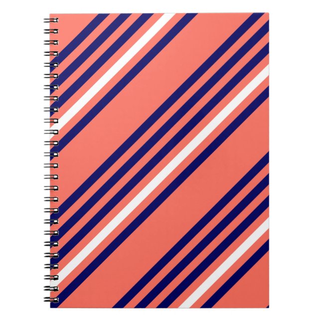 Cuaderno Patrón de corales, azul marino y blanco de cinco r (Frente)