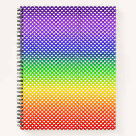 Cuaderno Patrón de corazón arcoiris blanco