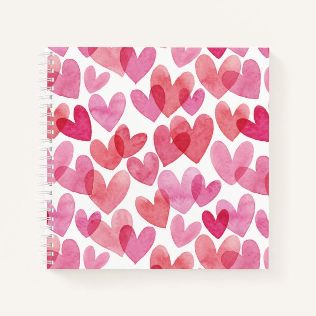 Cuaderno Patrón de Corazón de Acuarela (Anverso)