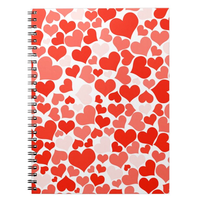 Cuaderno Patrón de corazón rojo moderno (Frente)