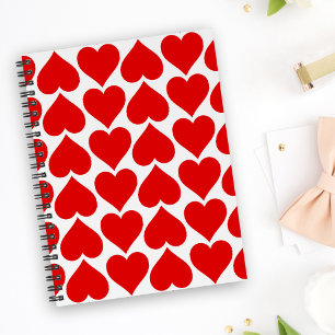 Cuaderno Patrón de corazón rojo, romántico, amor