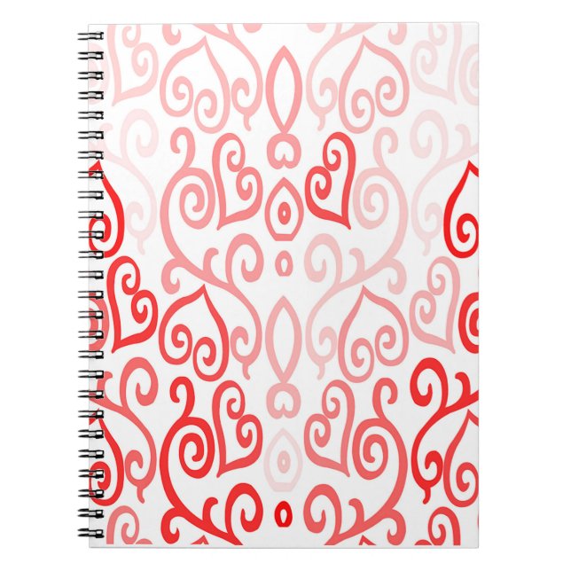 Cuaderno Patrón de corazón rojo y rosa (Frente)