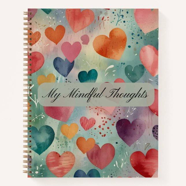 Cuaderno Patrón de Corazones con Acuarela Artística  (Anverso)