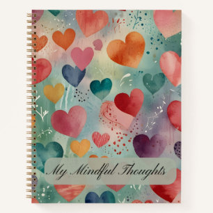 Cuaderno Patrón de Corazones de Acuarela Artística