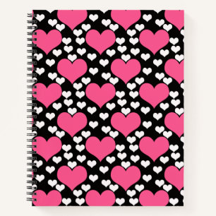 Cuaderno Patrón de corazones de amor blanco rosado