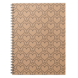 Cuaderno Patrón de corazones de amor y lunares bronceado y