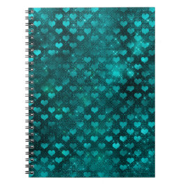 Cuaderno Patrón de Corazones de Glitter Glam Ombre Verde Te
