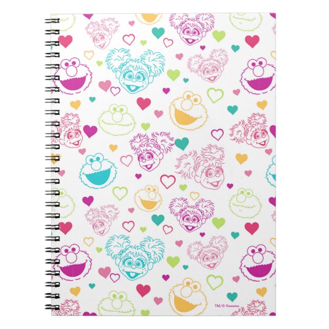 Cuaderno Patrón de Corazones de San Valentín de Elmo y Abby (Frente)