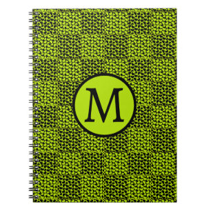 Cuaderno Patrón de corazones de tablero de ajedrez en verde