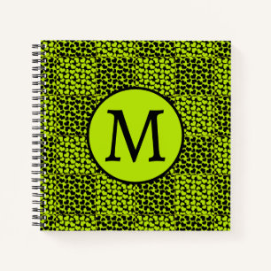 Cuaderno Patrón de corazones de tablero de ajedrez en verde