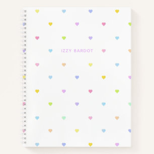Cuaderno Patrón de corazones Girly Pastel