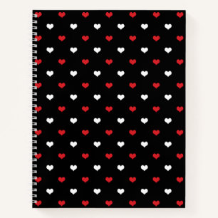 Cuaderno Patrón de Corazones Pequeños Rojos y Blancos sobre