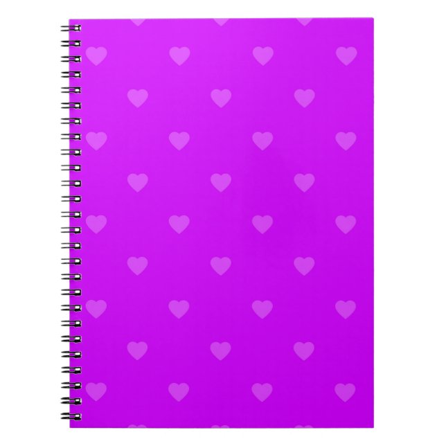 Cuaderno Patrón de corazones púrpura (Frente)