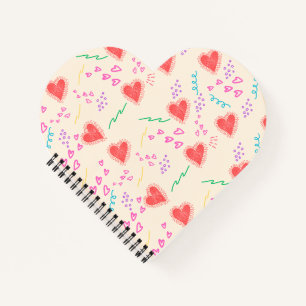 Cuaderno Patrón de corazones rojos Bloc de notas en espiral