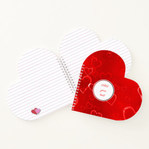 Cuaderno Patrón de corazones rojos personalizado