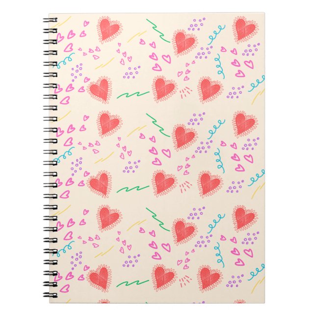 Cuaderno Patrón de corazones rojos Portátil de foto espiral (Frente)