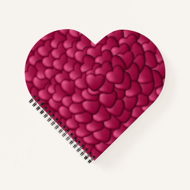 Cuaderno Patrón de Corazones Rojos Románticos en 3D-32322 (Anverso)