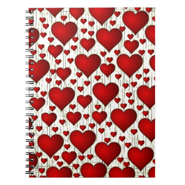 Cuaderno Patrón de corazones rojos únicos (Frente)