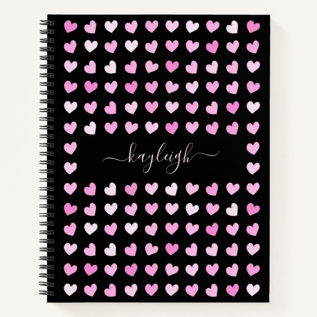 Cuaderno Patrón de corazones rosados (Anverso)