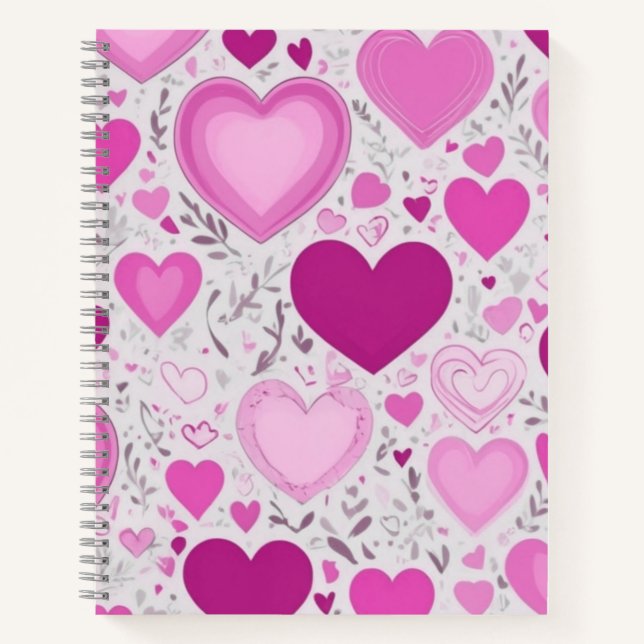 Cuaderno Patrón de corazones rosas dulces y encantadores (Anverso)