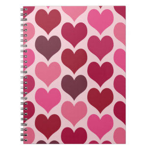Cuaderno Patrón de Corazones Rosas y Rojos