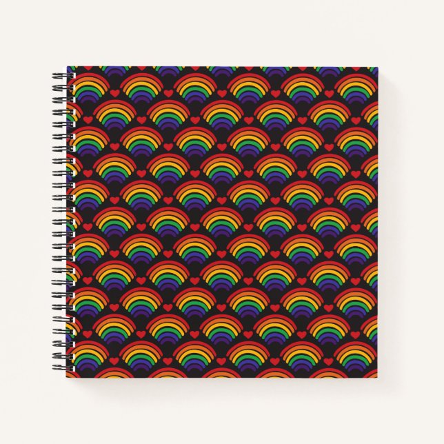 Cuaderno Patrón de Corazones y Arcoiris (Anverso)