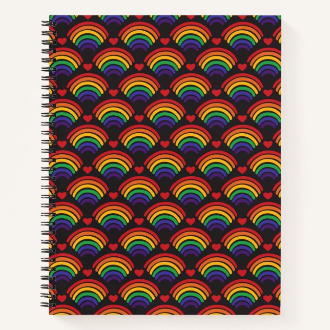 Cuaderno Patrón de Corazones y Arcoiris (Anverso)