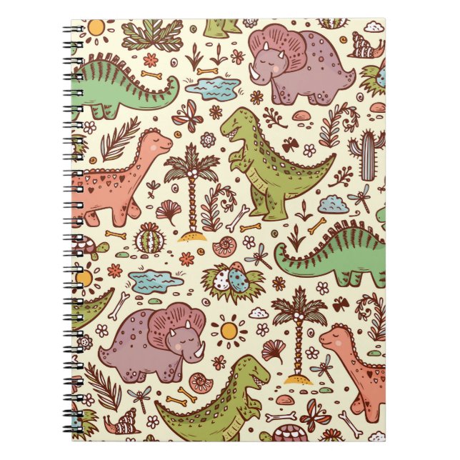 Cuaderno Patrón de cosecha de dinosaurio Personalizado (Frente)