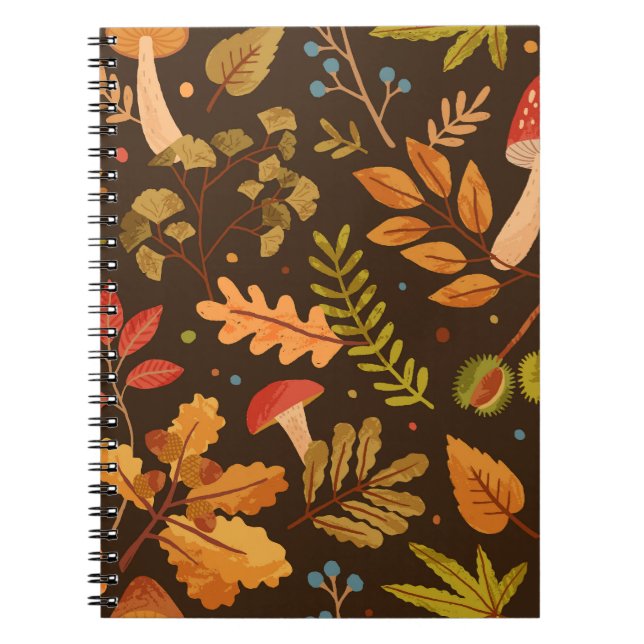 Cuaderno Patrón de cosecha de hongos de hojas de otoño (Frente)
