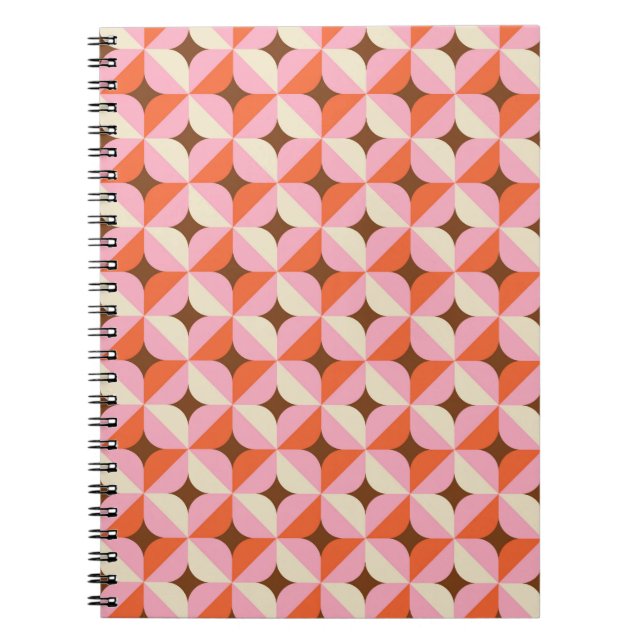 Cuaderno Patrón de cosecha geométrica retro de los años 70 (Frente)
