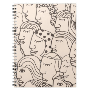 Cuaderno Patrón de cosecha sin soldadura con caras de muje