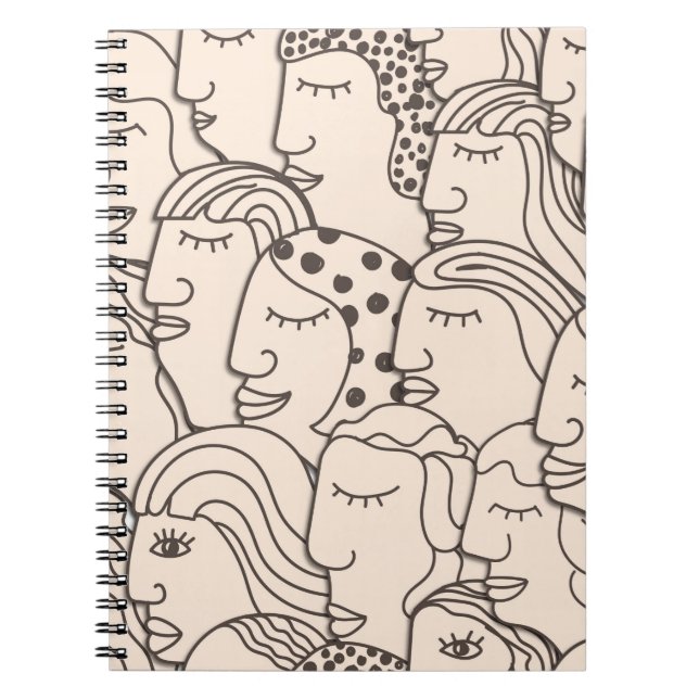 Cuaderno Patrón de cosecha sin soldadura con caras de mujer (Frente)