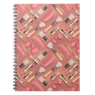 Cuaderno Patrón de Cosméticos Rosados Brillo