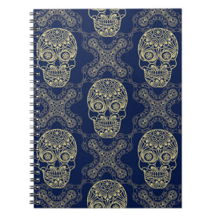Cuaderno Patrón de cráneo de Boho multicolor.