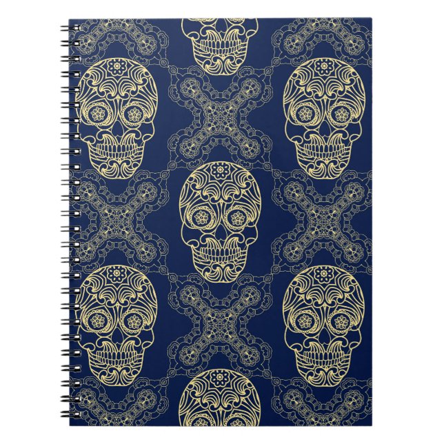 Cuaderno Patrón de cráneo de Boho multicolor. (Frente)