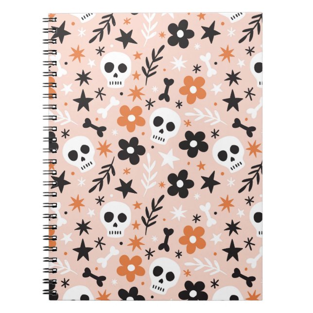 Cuaderno Patrón de cráneo de flor (Frente)