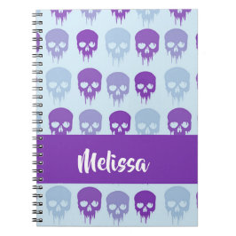 Cuaderno Patrón de cráneo morado y azul