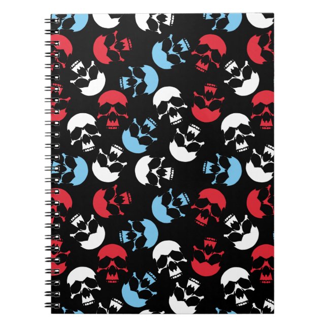 Cuaderno Patrón de cráneo multicolor (Frente)