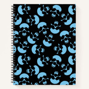 Cuaderno Patrón de cráneo negro y azul