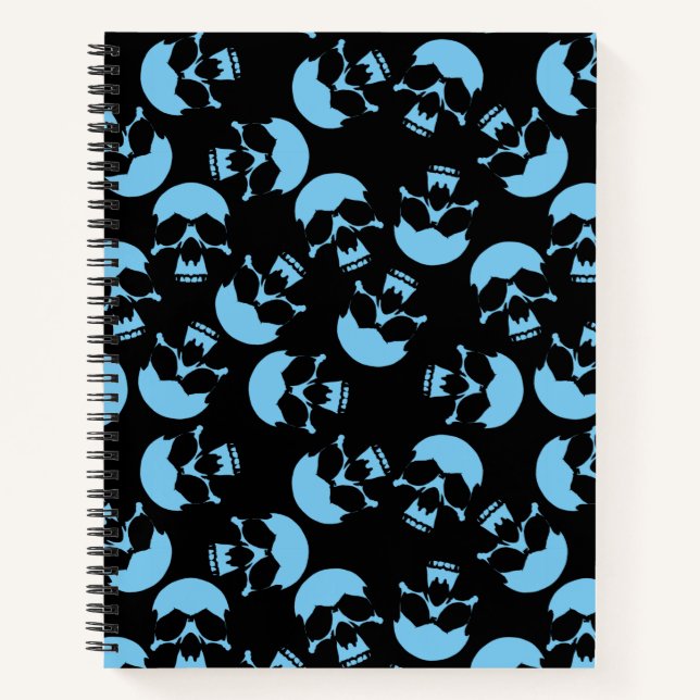 Cuaderno Patrón de cráneo negro y azul (Anverso)
